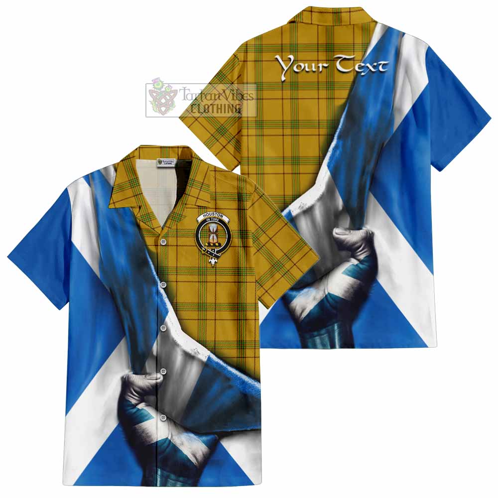 Houston Tartan Hawaiian Shirt with Family Crest Scotland Patriotic Style - Tartan Vibes Clothing
