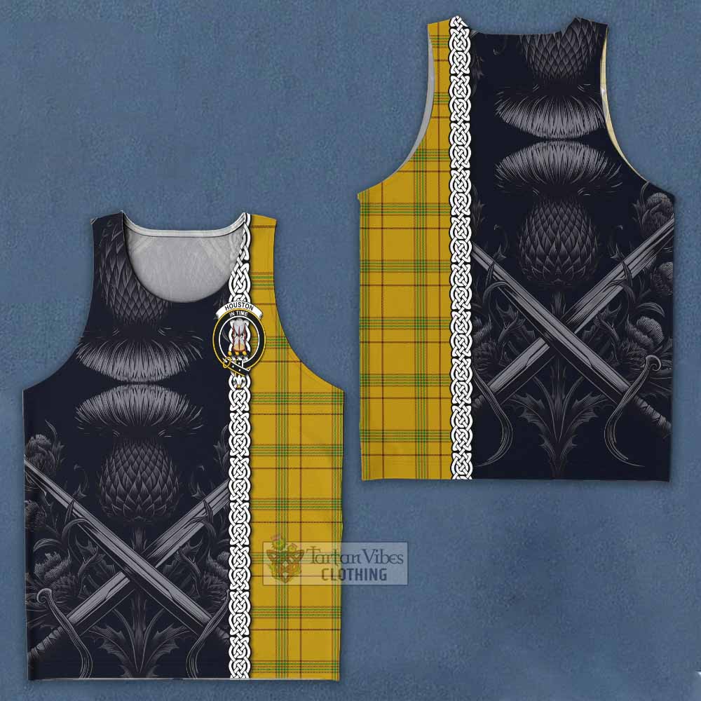 Houston Tartan Men's Tank Top with Family Crest Cross Sword Thistle Celtic Vibes - Tartan Vibes Clothing