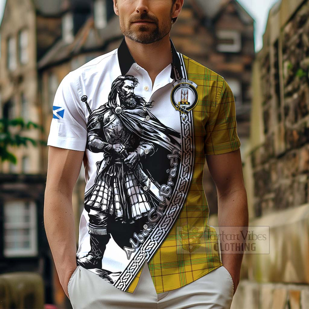 Houston Tartan Clan Crest Hawaiian Shirt with Highlander Warrior Celtic Style - Tartan Vibes Clothing