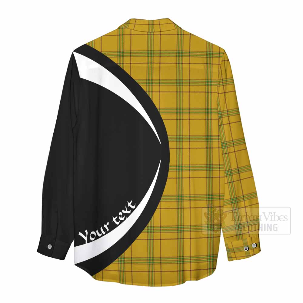 Houston Tartan Women's Casual Shirt with Family Crest Circle Style - Tartan Vibes Clothing