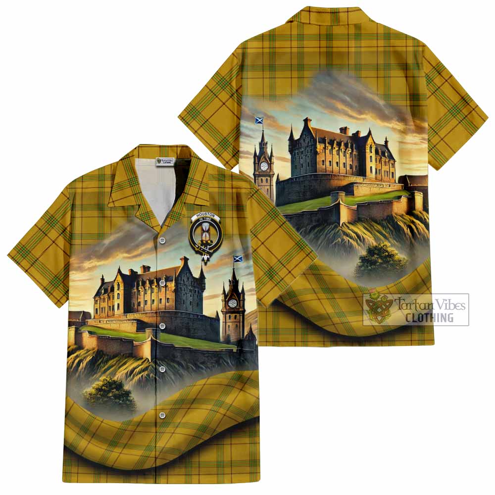 Houston Tartan Family Crest Hawaiian Shirt with Scottish Ancient Castle Style - Tartan Vibes Clothing