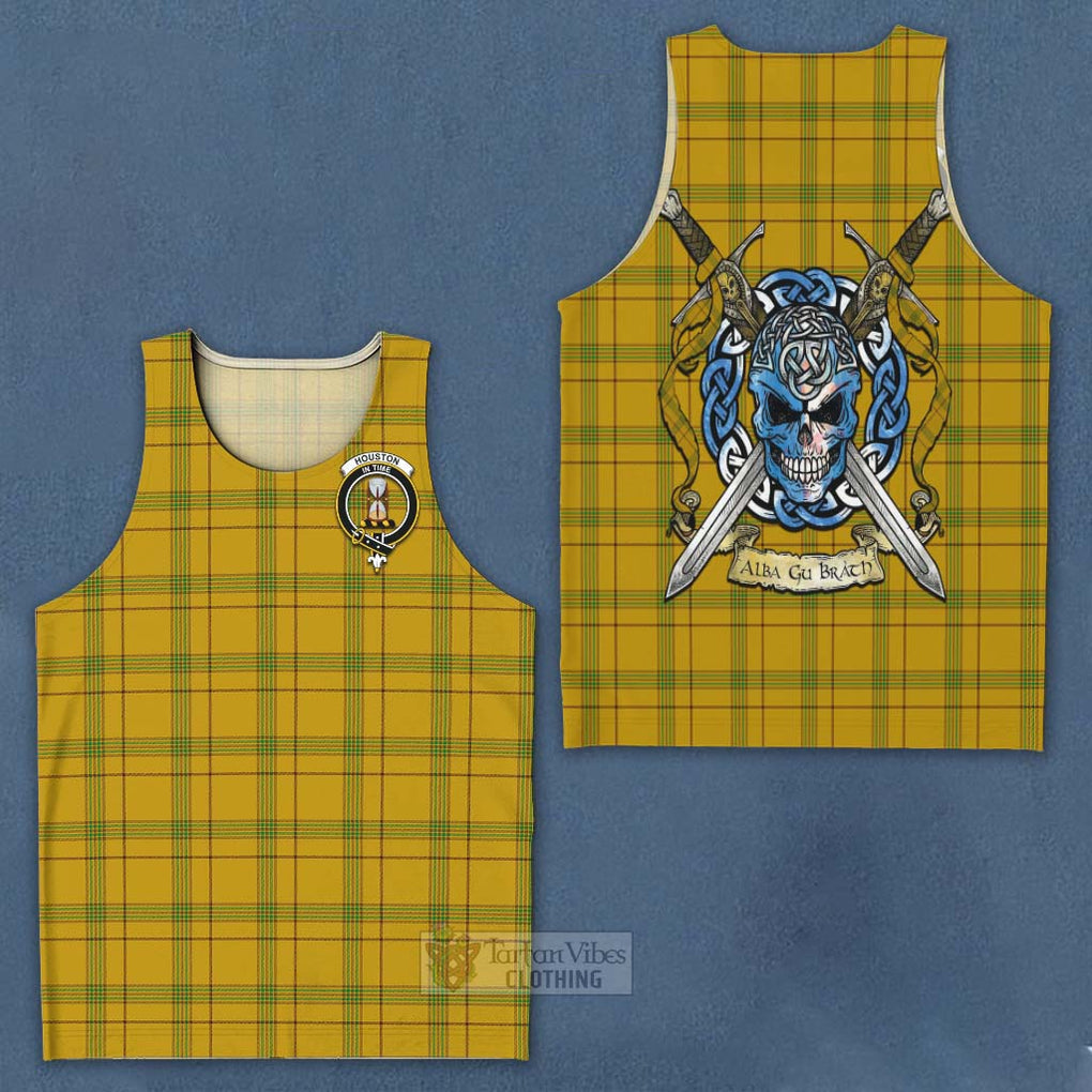 Houston Tartan Men's Tank Top with Family Crest Celtic Skull Style - Tartan Vibes Clothing