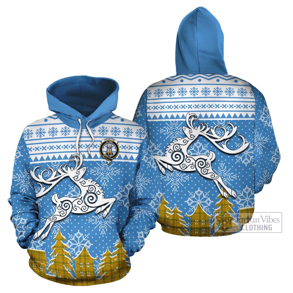 Houston Clan Christmas Cotton Hoodie Celtic Reindeer Style Zip Hoodie - Tartan Vibes Clothing