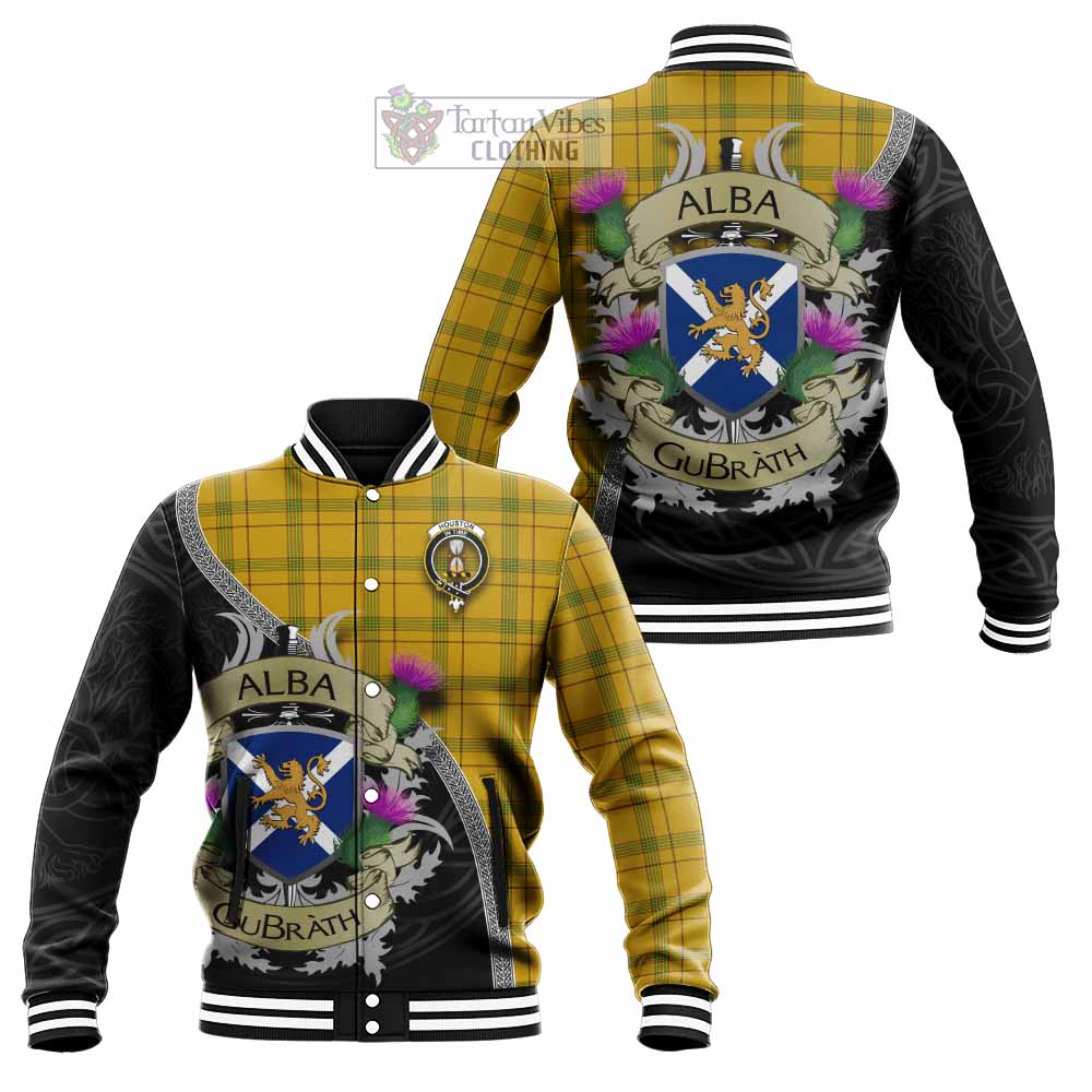 Houston Tartan Family Crest Baseball Jacket Lion Rampant Royal Thistle Shield Celtic Inspired - Tartan Vibes Clothing