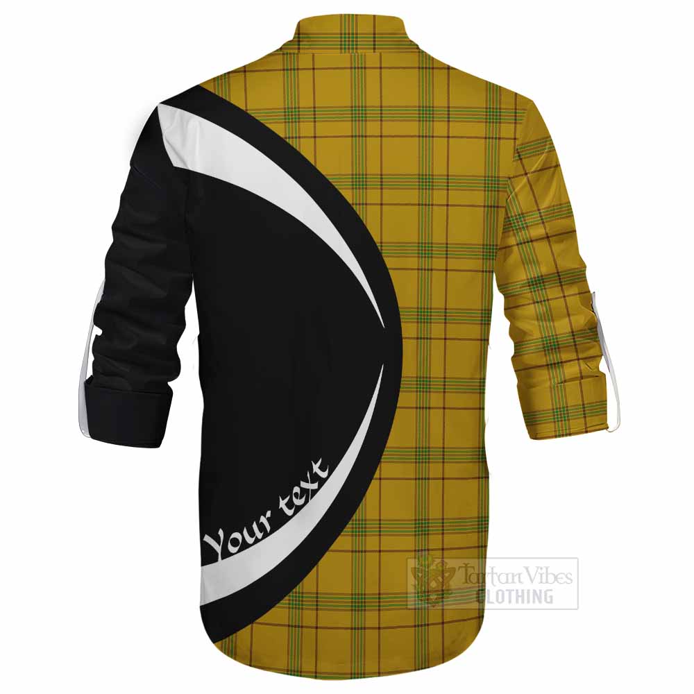 Houston Tartan Ghillie Kilt Shirt with Family Crest Circle Style - Tartan Vibes Clothing