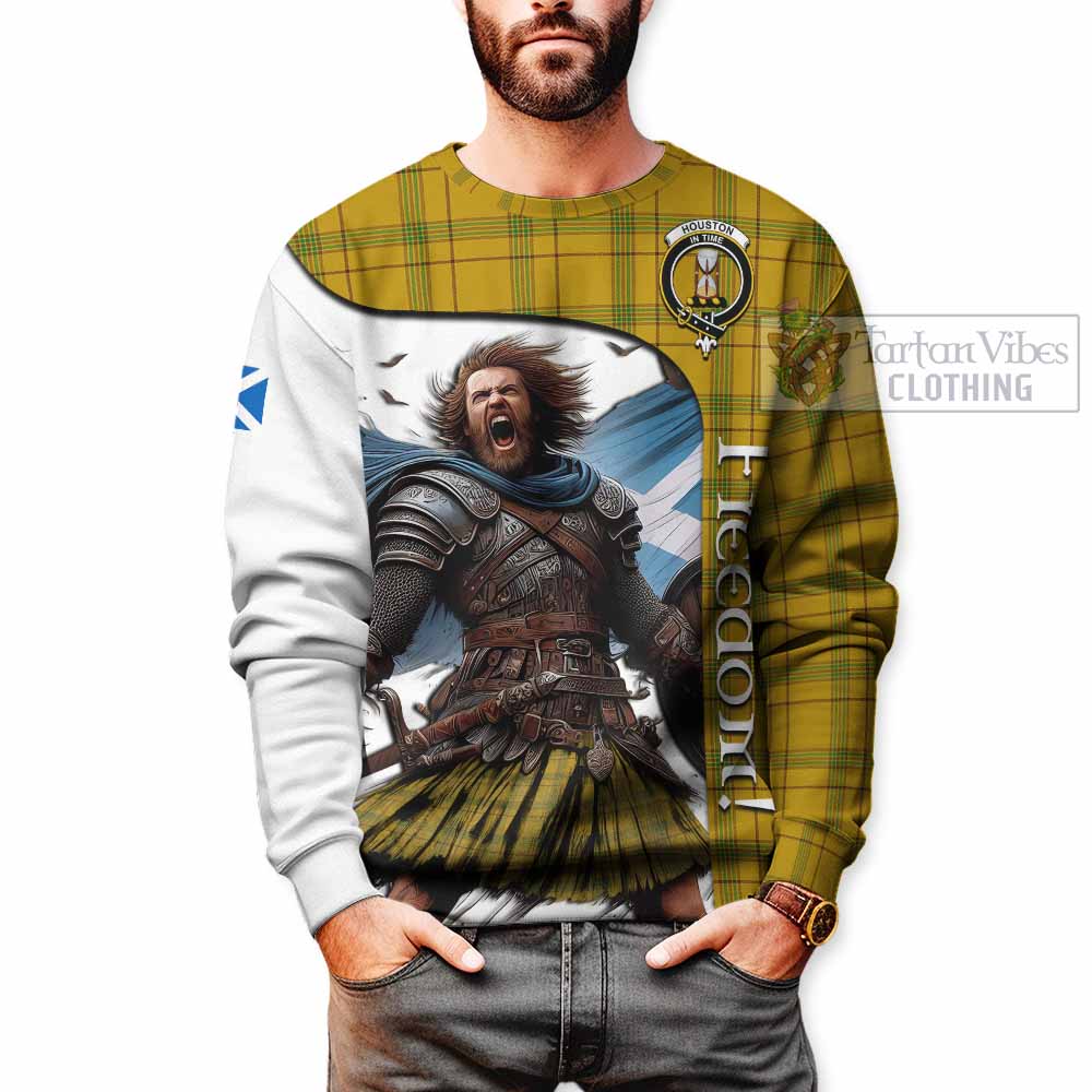 Houston Crest Tartan Sweatshirt Inspired by the Freedom of Scottish Warrior - Tartan Vibes Clothing