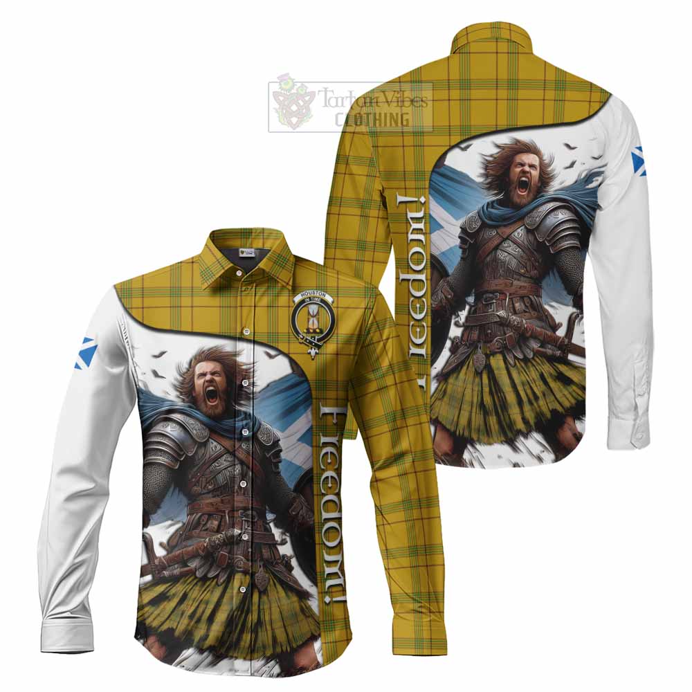 Houston Crest Tartan Long Sleeve Button Shirt Inspired by the Freedom of Scottish Warrior - Tartan Vibes Clothing