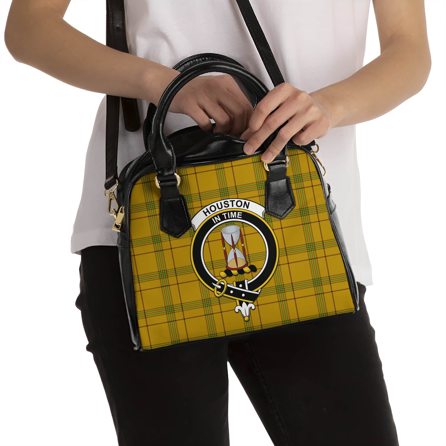 Houston Tartan Shoulder Handbags with Family Crest - Tartan Vibes Clothing
