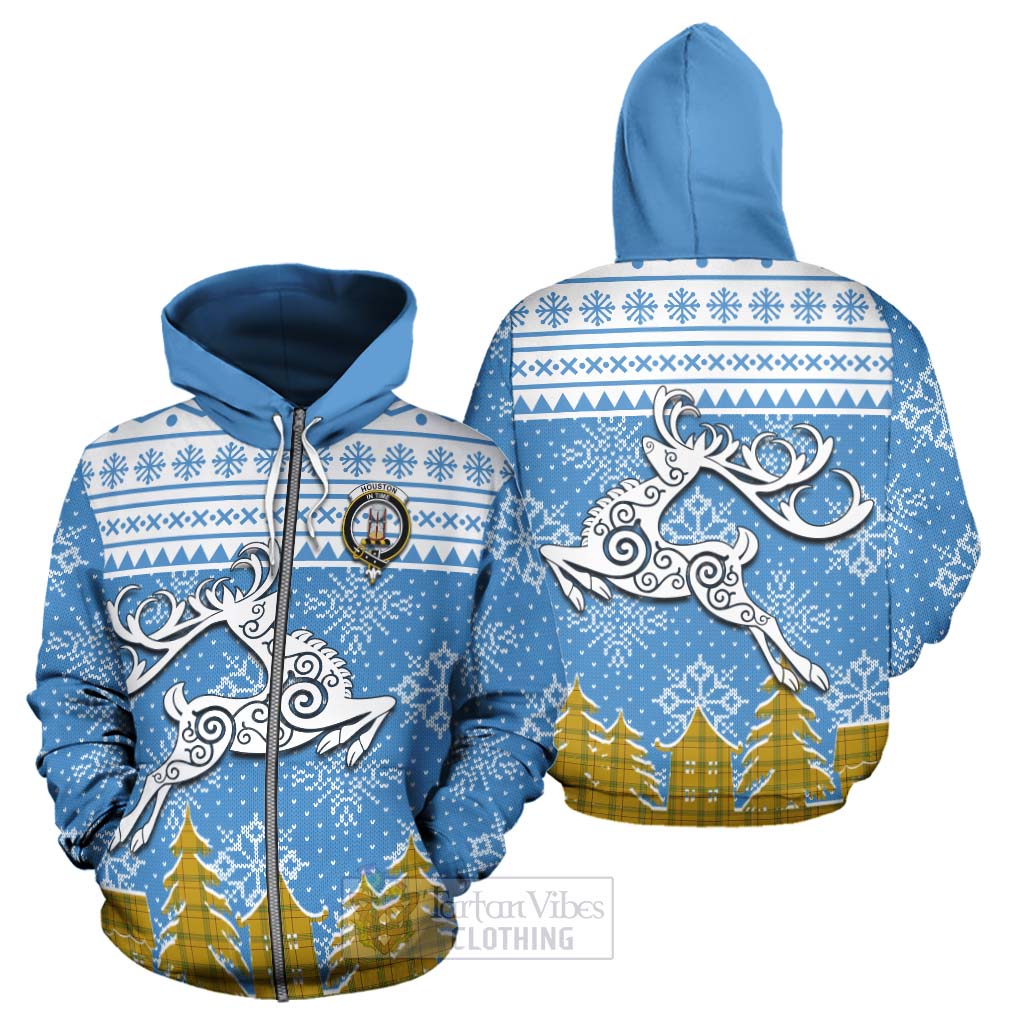 Houston Clan Christmas Hoodie Celtic Reindeer Style - Tartan Vibes Clothing