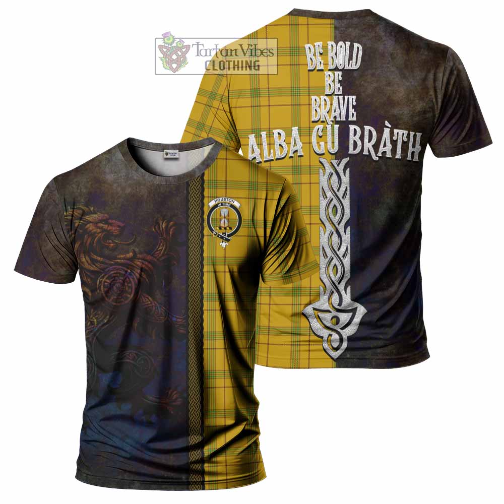 Houston Tartan Family Crest T-Shirt Alba Gu Brath Be Brave Lion Ancient Style - Tartan Vibes Clothing