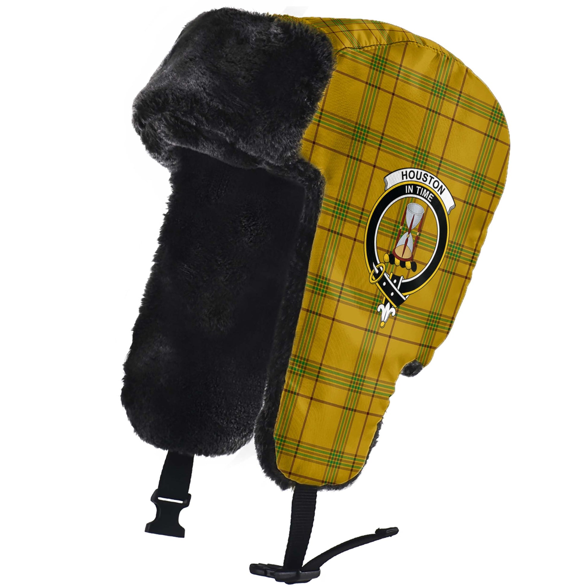 Houston Tartan Winter Trapper Hat with Family Crest - Tartan Vibes Clothing