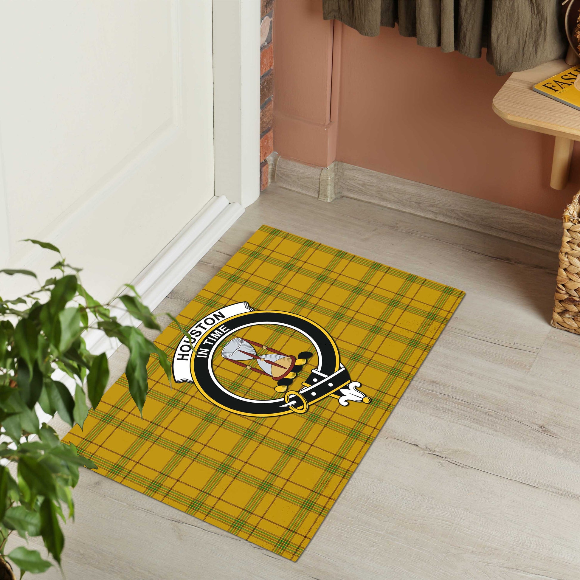 Houston Tartan Rubber Doormat with Family Crest - Tartan Vibes Clothing