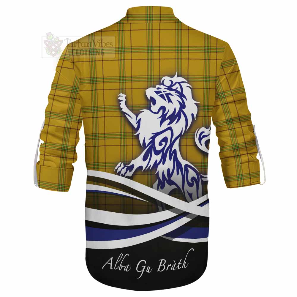Houston Tartan Ghillie Kilt Shirt with Alba Gu Brath Regal Lion Emblem - Tartan Vibes Clothing
