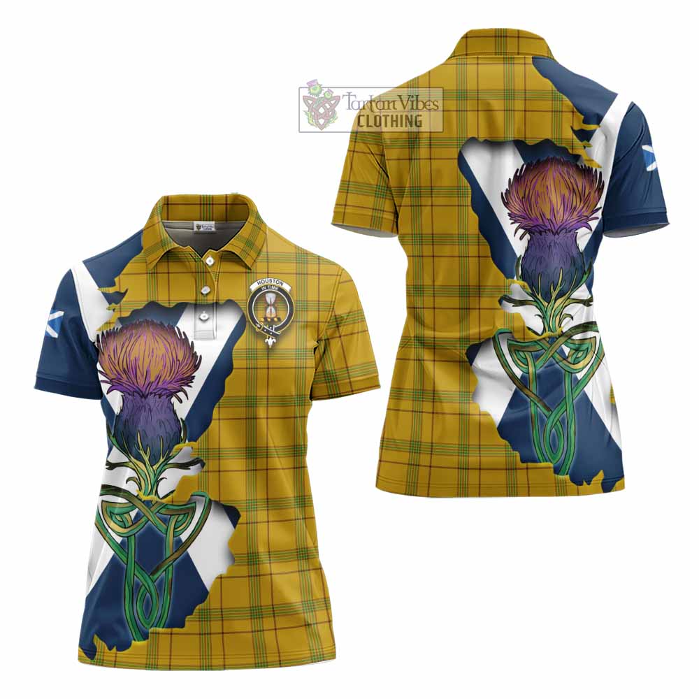 Houston Tartan Family Crest Women's Polo Shirt Scottish Thistle Celtic Inspired - Tartan Vibes Clothing