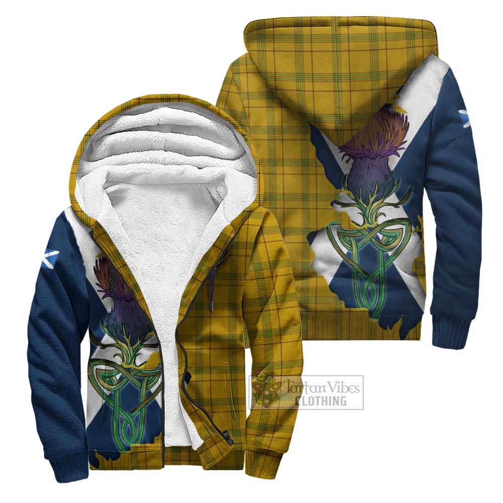 Houston Tartan Family Crest Sherpa Hoodie Scottish Thistle Celtic Inspired Unisex - Tartan Vibes Clothing