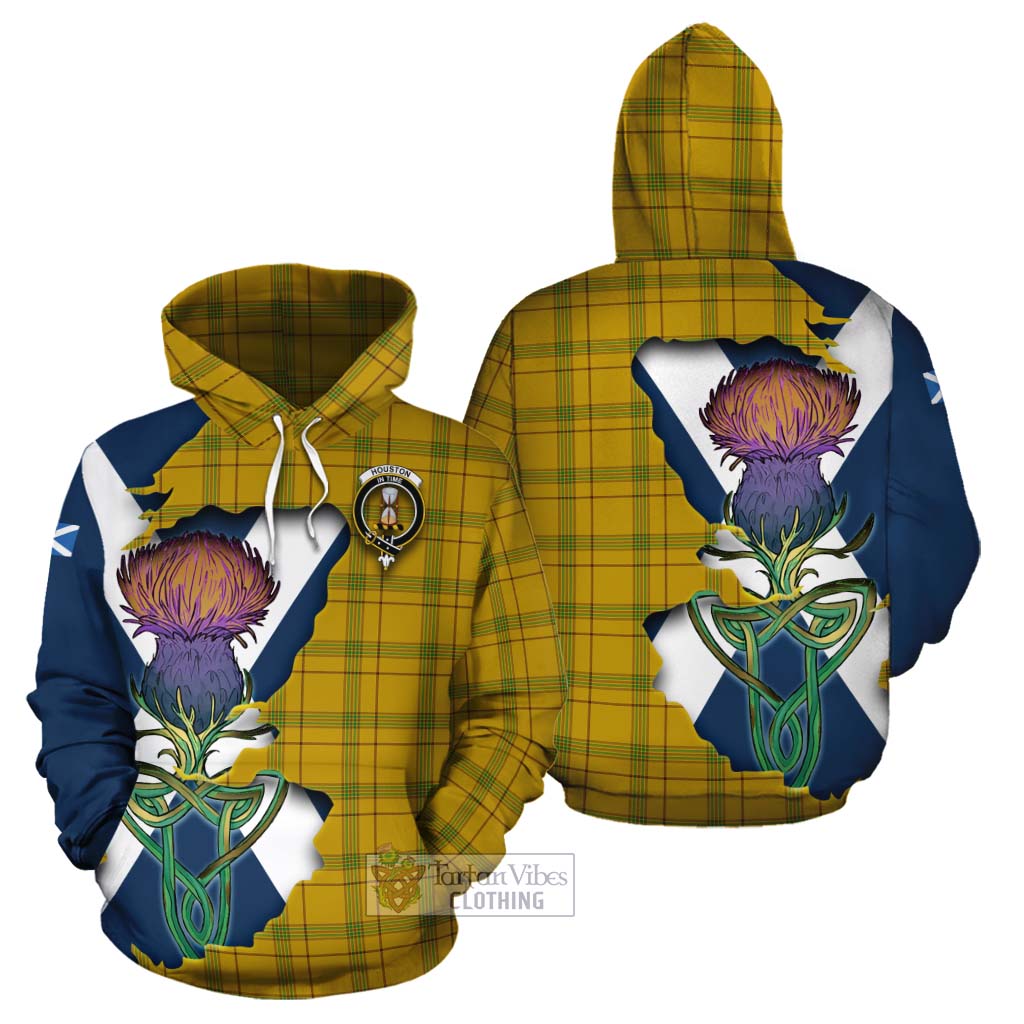 Houston Tartan Family Crest Cotton Hoodie Scottish Thistle Celtic Inspired - Tartan Vibes Clothing