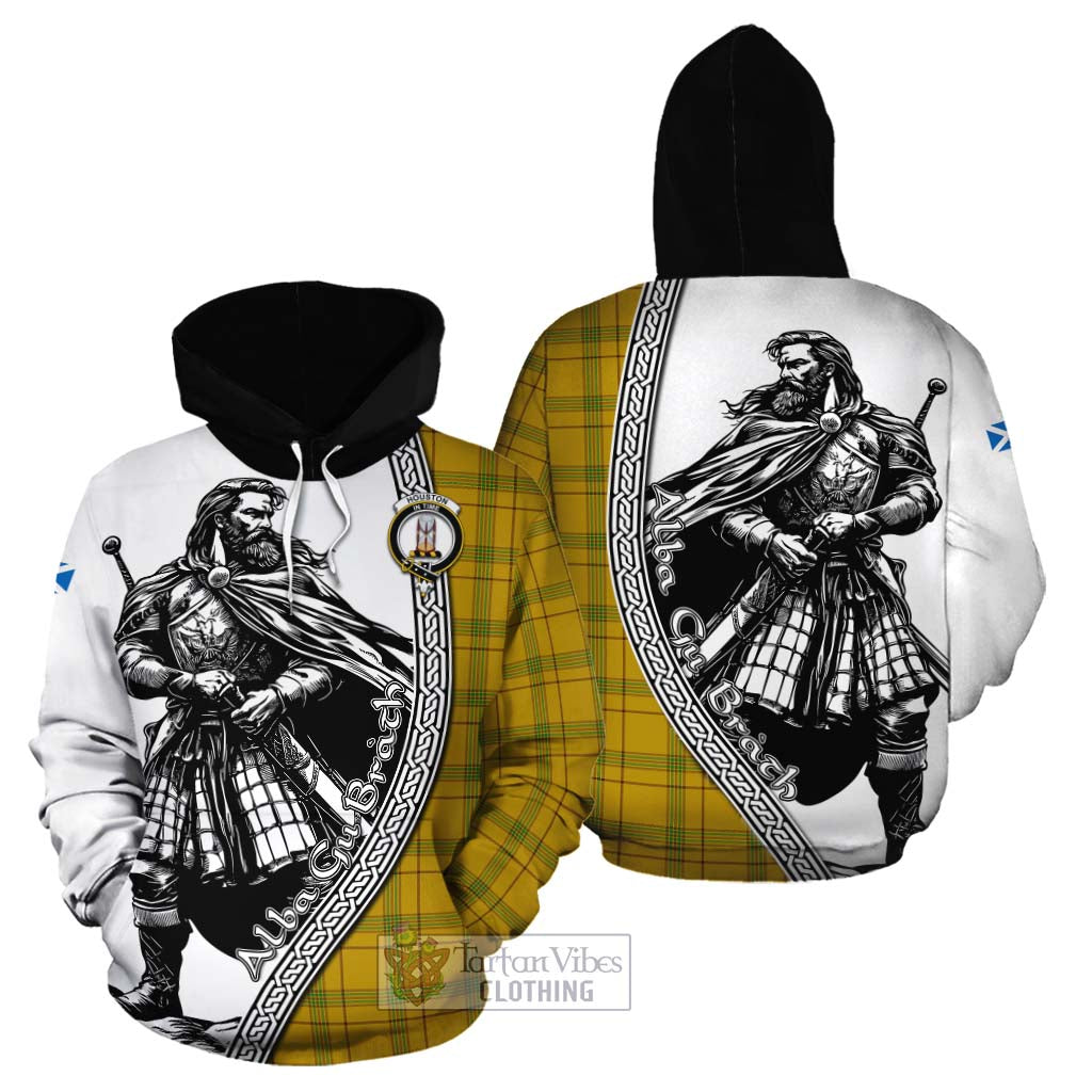 Houston Tartan Clan Crest Cotton Hoodie with Highlander Warrior Celtic Style Zip Hoodie - Tartan Vibes Clothing