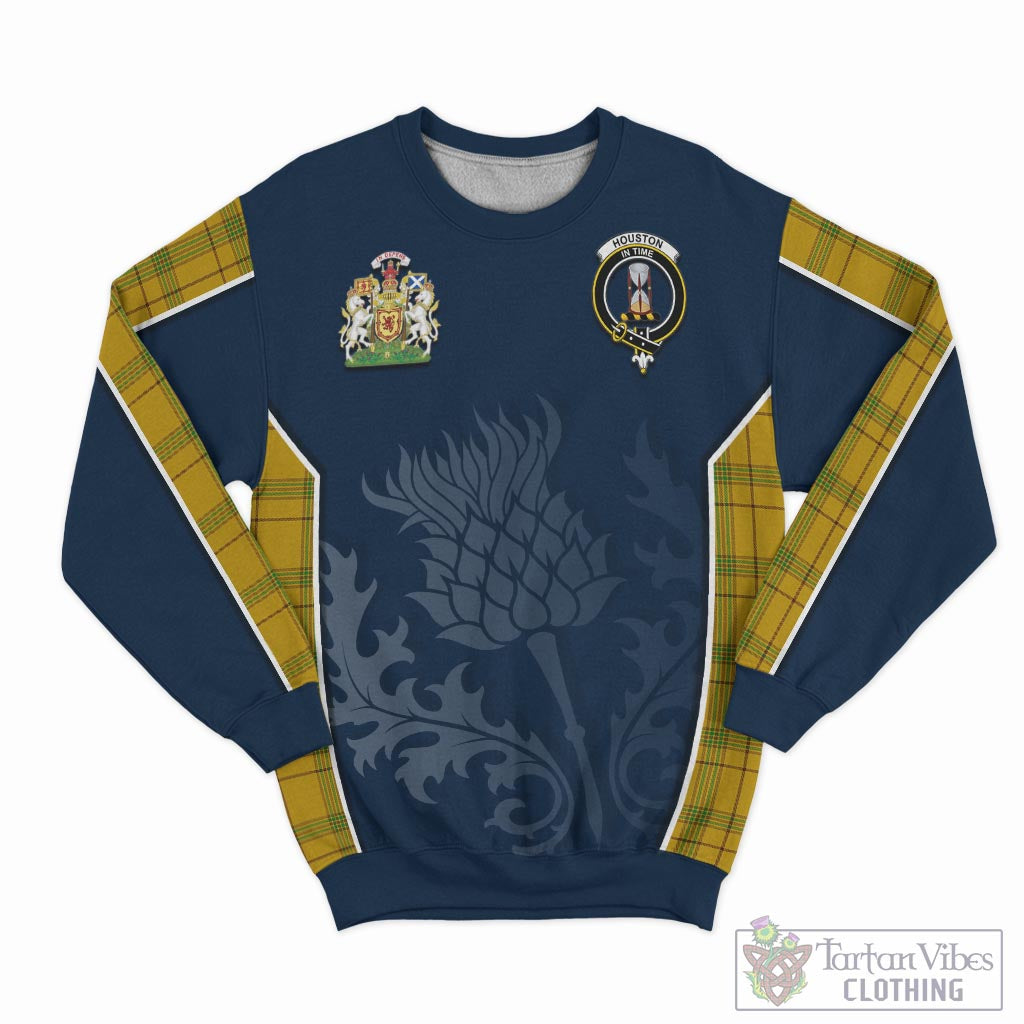 Tartan Vibes Clothing Houston Tartan Sweatshirt with Family Crest and Scottish Thistle Vibes Sport Style