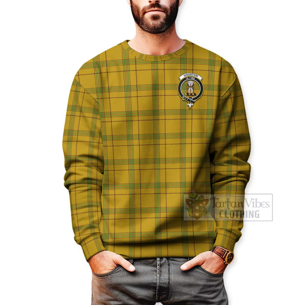 Tartan Vibes Clothing Houston Tartan Sweatshirt with Family Crest Celtic Skull Style