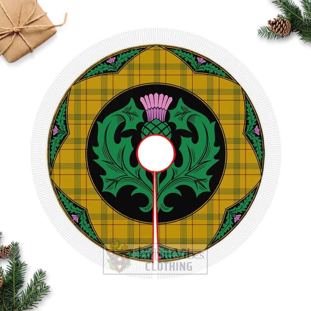 Houston Tartan Christmas Tree Skirt Scottish Thistle Style Fringed Tree Skirts - Tartan Vibes Clothing