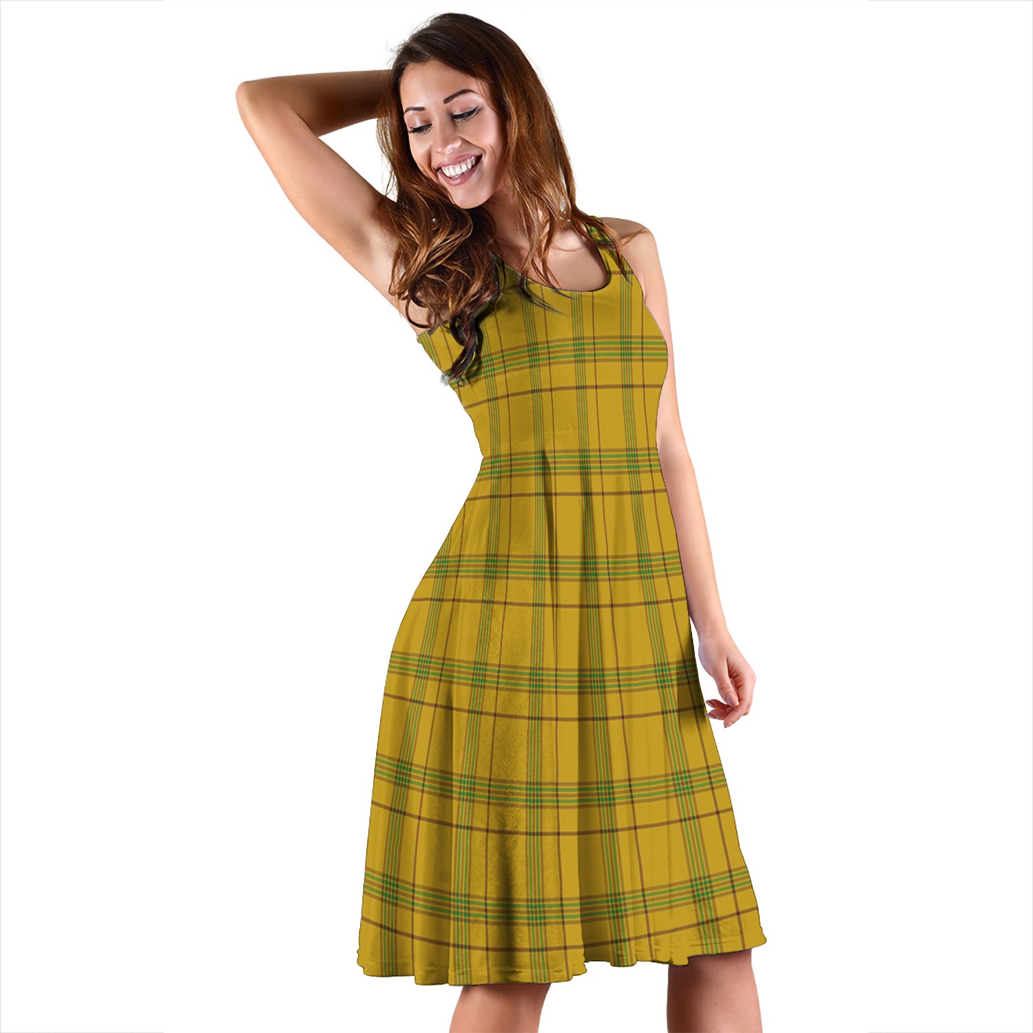 Houston Tartan Sleeveless Midi Womens Dress - Tartan Vibes Clothing