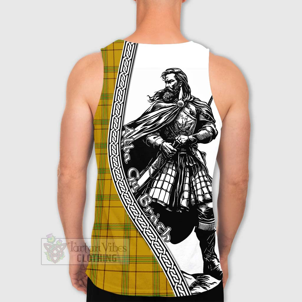 Houston Tartan Clan Crest Men's Tank Top with Highlander Warrior Celtic Style - Tartan Vibes Clothing