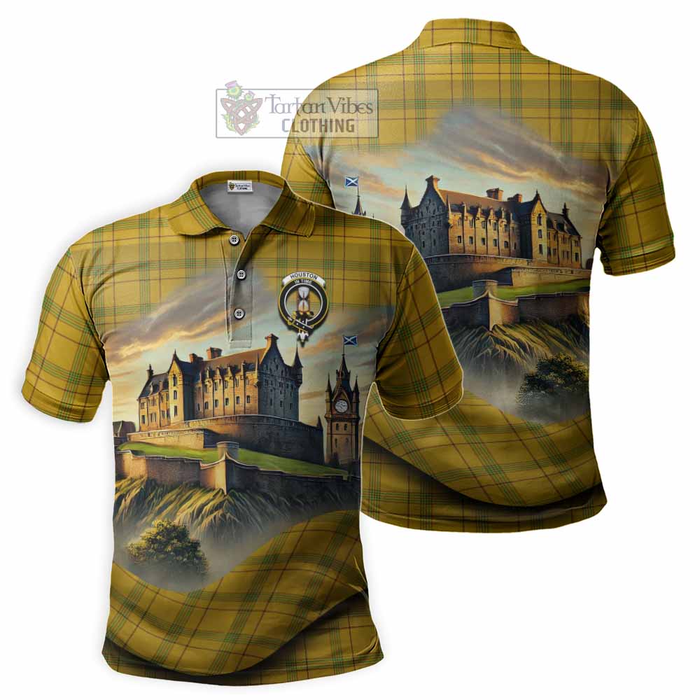 Tartan Vibes Clothing Houston Tartan Family Crest Polo Shirt with Scottish Ancient Castle Stype
