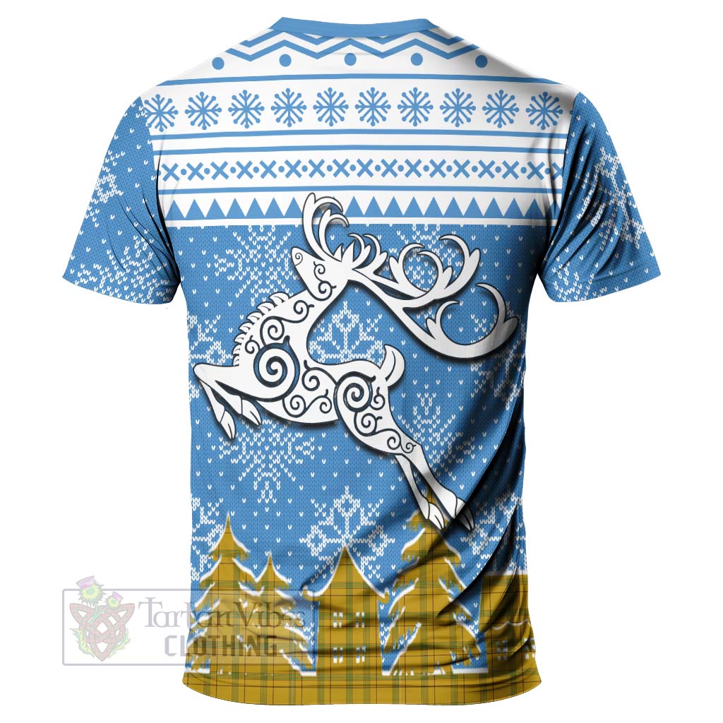 Houston Clan Christmas T-Shirt Celtic Reindeer Style - Tartan Vibes Clothing