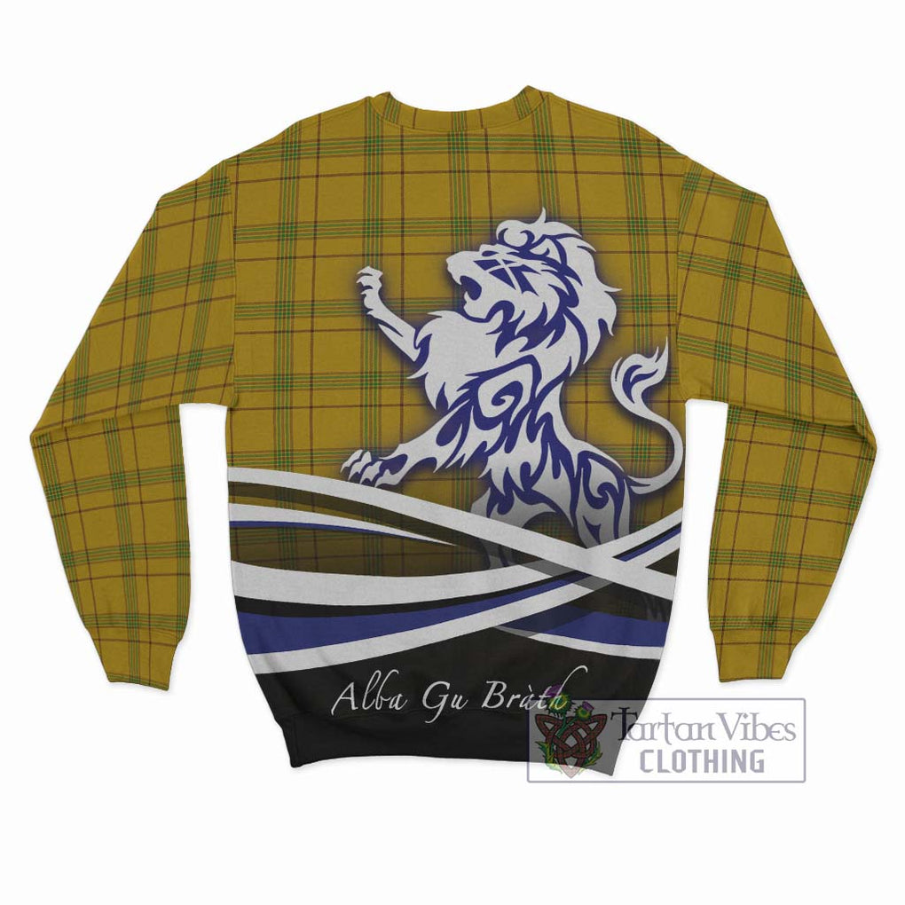 Houston Tartan Sweatshirt with Alba Gu Brath Regal Lion Emblem - Tartan Vibes Clothing