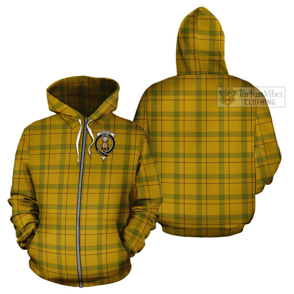 Houston Tartan Cotton Hoodie with Family Crest - Tartan Vibes Clothing
