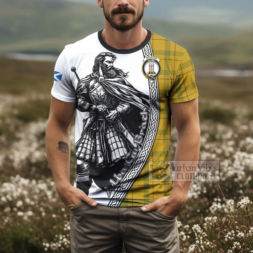 Houston Tartan Clan Crest T-Shirt with Highlander Warrior Celtic Style - Tartan Vibes Clothing