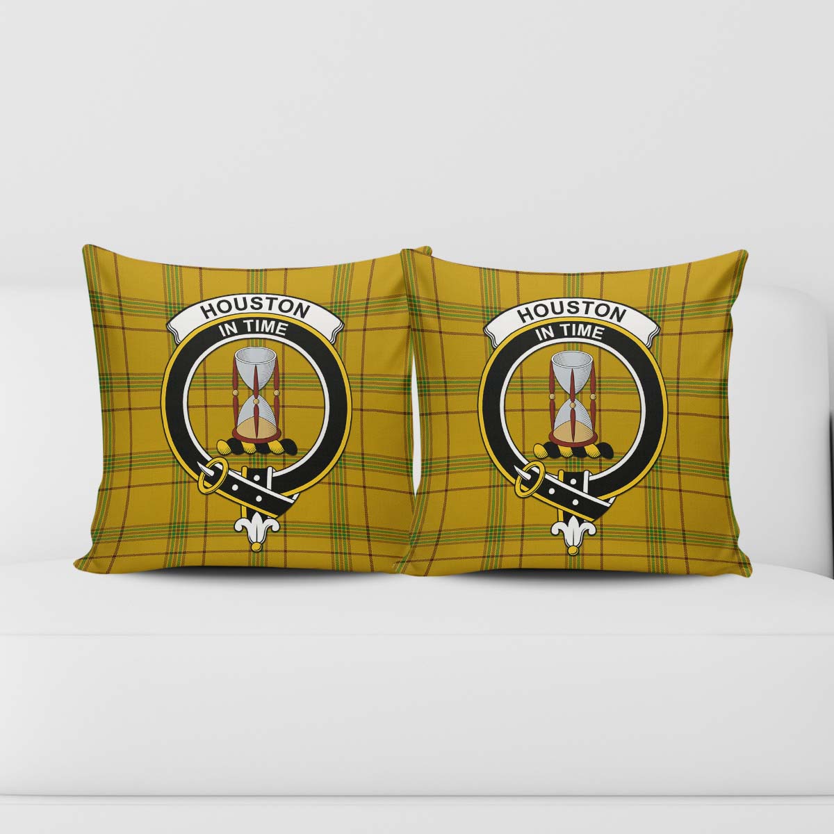 Houston Tartan Pillow Cover with Family Crest - Tartan Vibes Clothing