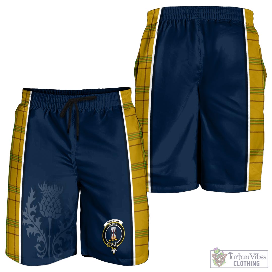 Tartan Vibes Clothing Houston Tartan Men's Shorts with Family Crest and Scottish Thistle Vibes Sport Style