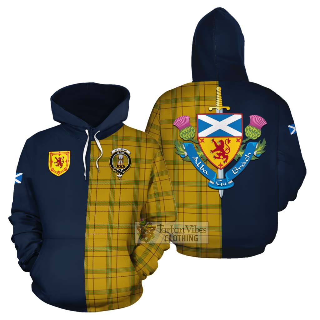 Houston Tartan Cotton Hoodie Alba with Scottish Lion Royal Arm Half Style Zip Hoodie - Tartan Vibes Clothing