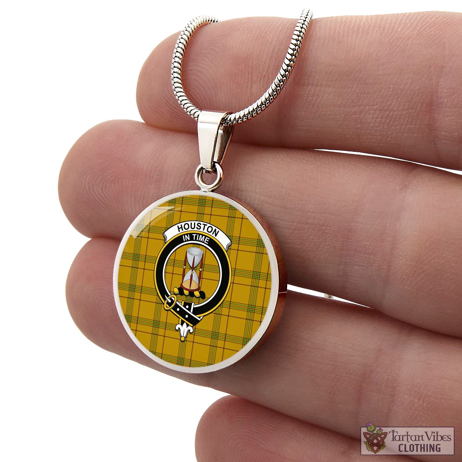 Houston Tartan Circle Necklace with Family Crest - Tartan Vibes Clothing