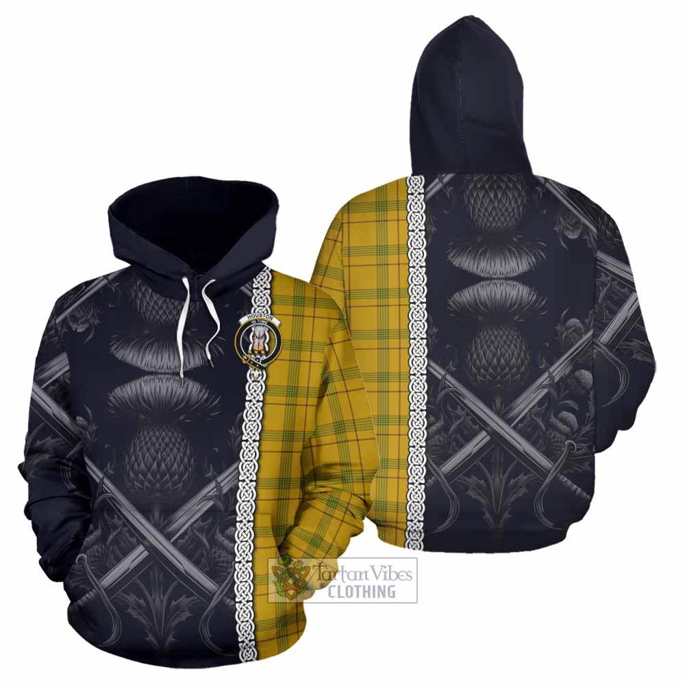 Houston Tartan Hoodie with Family Crest Cross Sword Thistle Celtic Vibes - Tartan Vibes Clothing