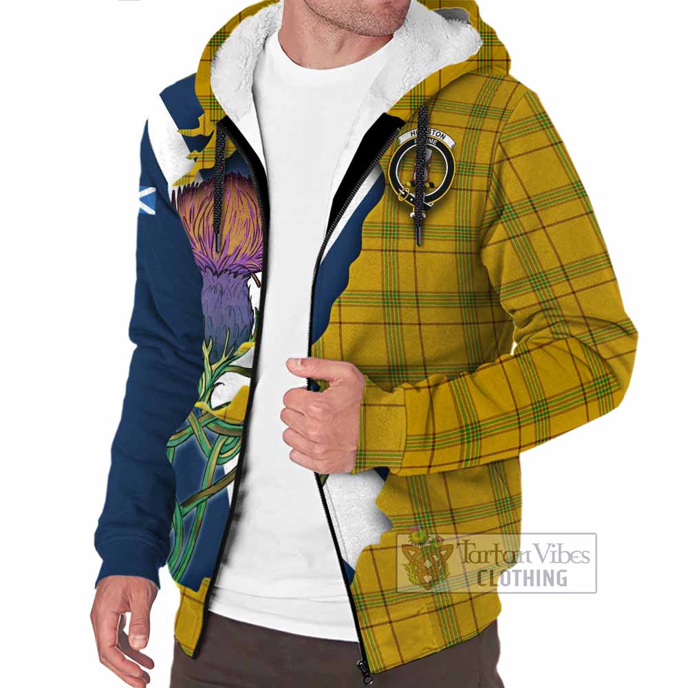 Houston Tartan Family Crest Sherpa Hoodie Scottish Thistle Celtic Inspired - Tartan Vibes Clothing