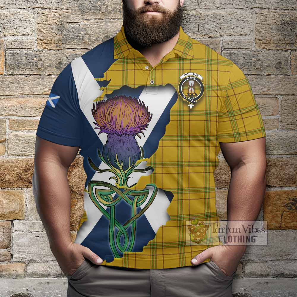 Houston Tartan Family Crest Polo Shirt Scottish Thistle Celtic Inspired - Tartan Vibes Clothing