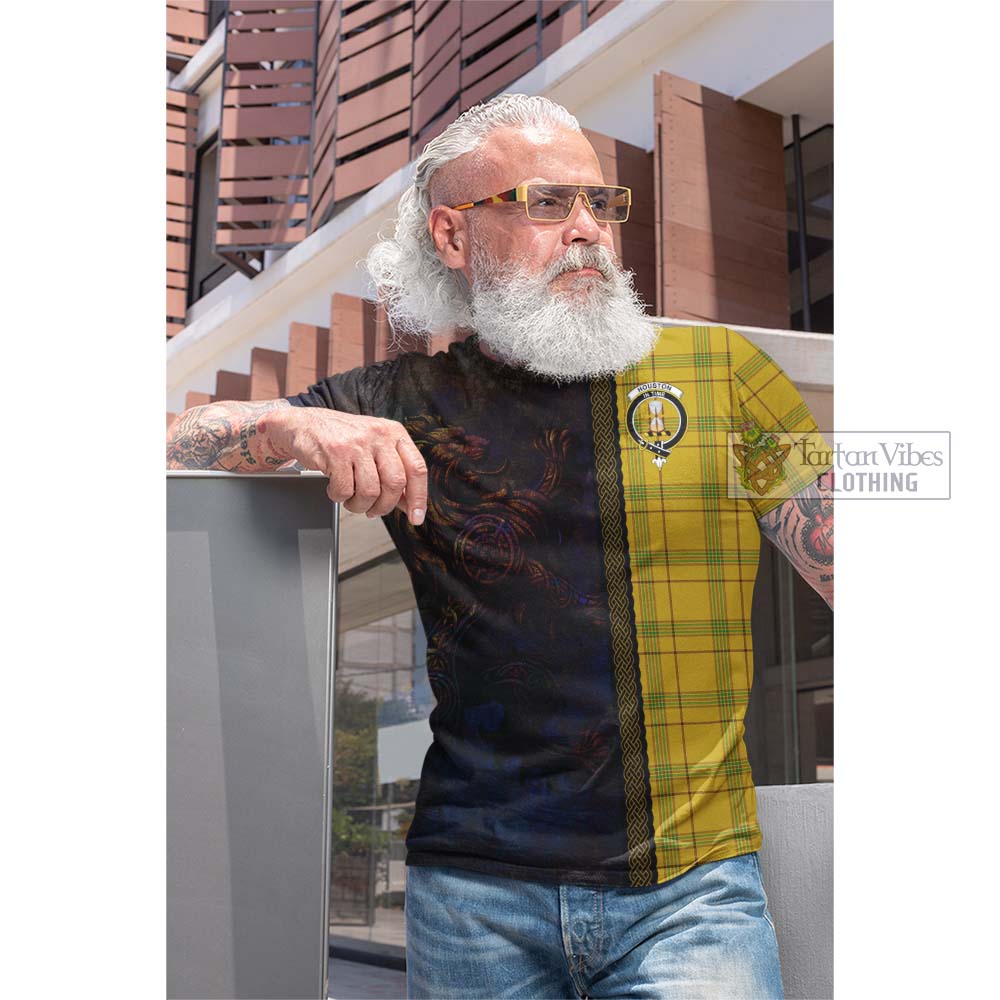 Tartan Vibes Clothing Houston Tartan Family Crest Cotton T-shirt Alba Gu Brath Be Brave Lion Ancient Style