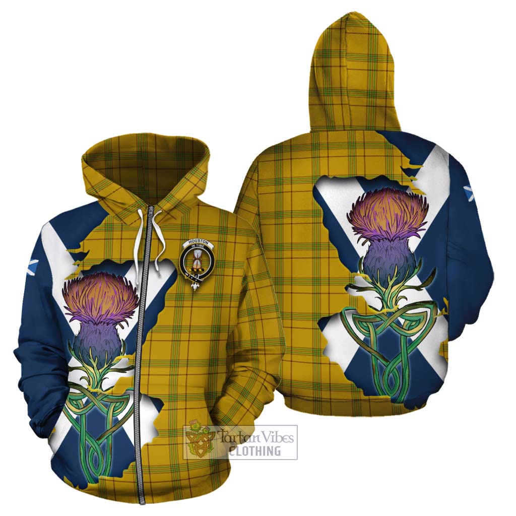 Houston Tartan Family Crest Cotton Hoodie Scottish Thistle Celtic Inspired Zip Hoodie - Tartan Vibes Clothing
