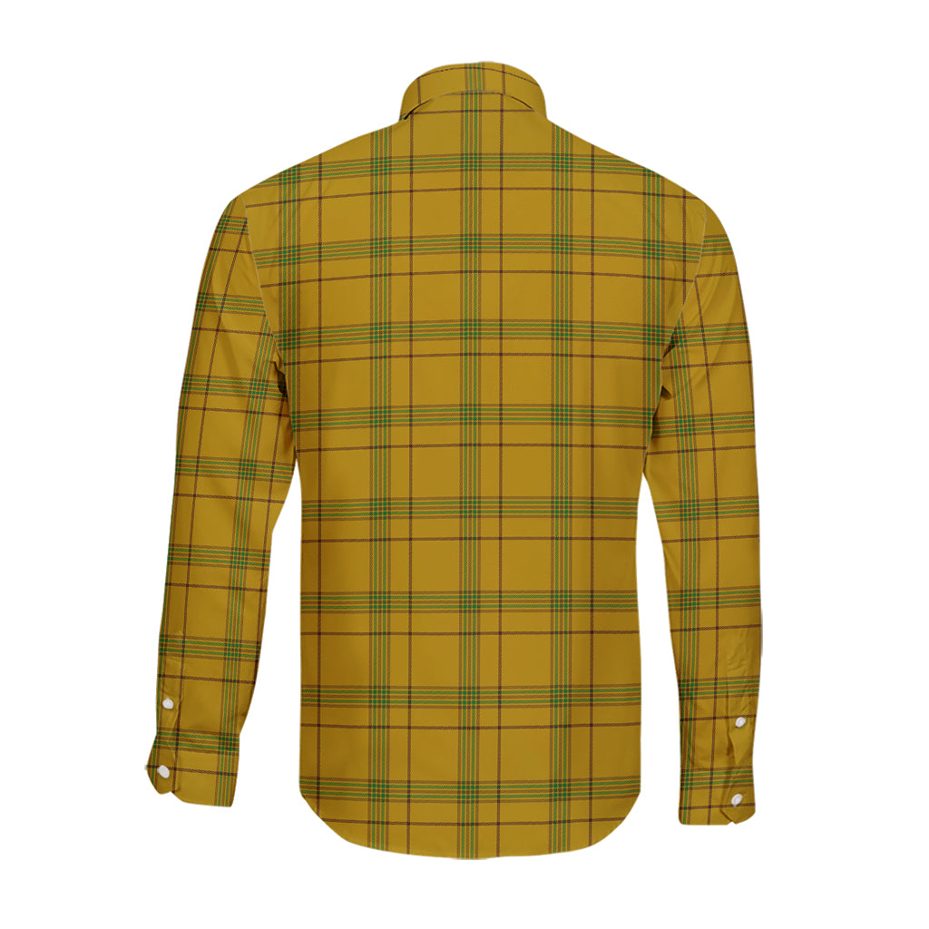 Houston Tartan Long Sleeve Button Up Shirt with Family Crest - Tartan Vibes Clothing