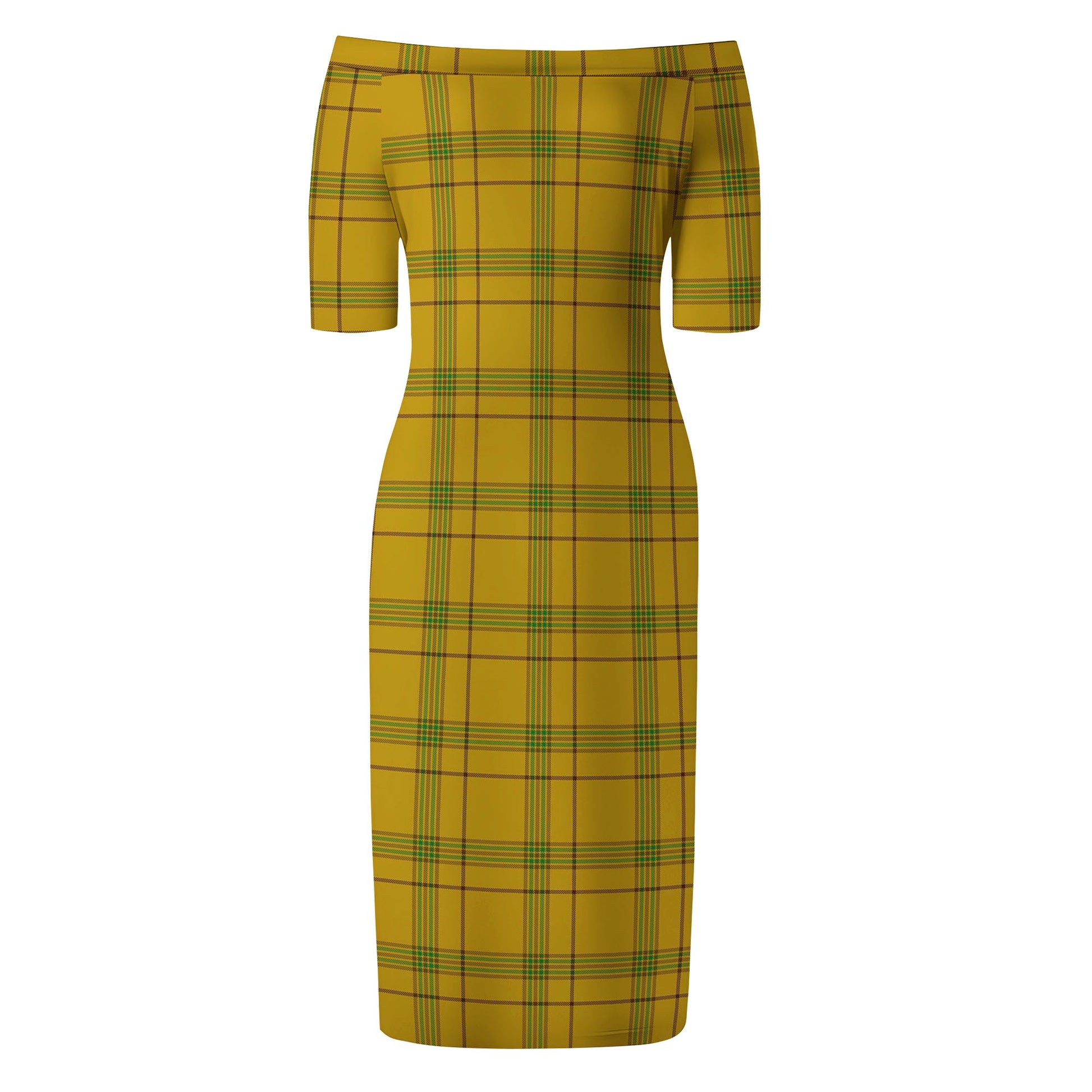 Houston Tartan Off Shoulder Lady Dress - Tartan Vibes Clothing
