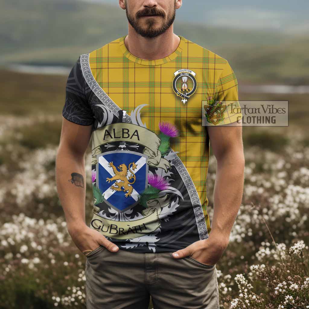 Houston Tartan Family Crest T-Shirt Lion Rampant Royal Thistle Shield Celtic Inspired - Tartan Vibes Clothing