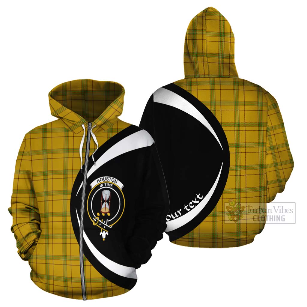 Houston Tartan Cotton Hoodie with Family Crest Circle Style - Tartan Vibes Clothing