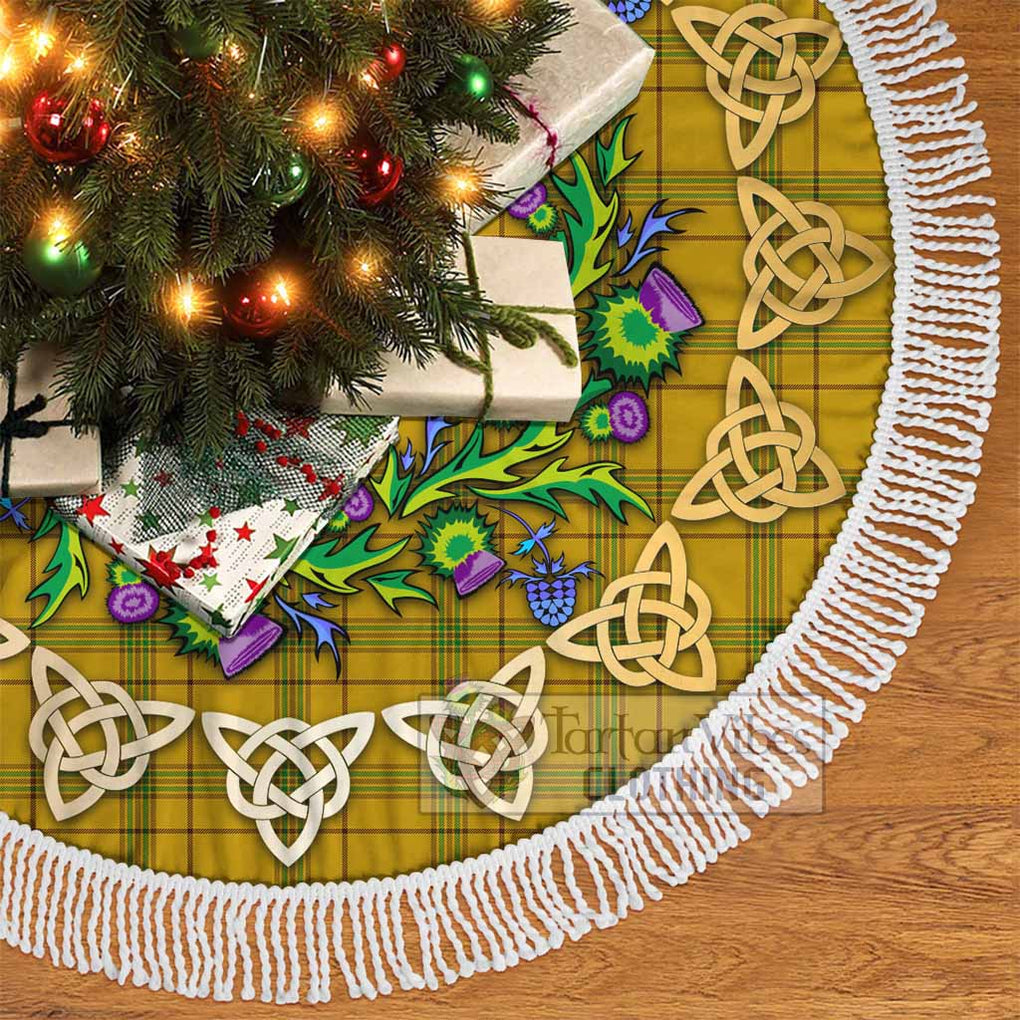 Tartan Vibes Clothing Houston Tartan Christmas Tree Skirt with Thistle Celtic Knot Style