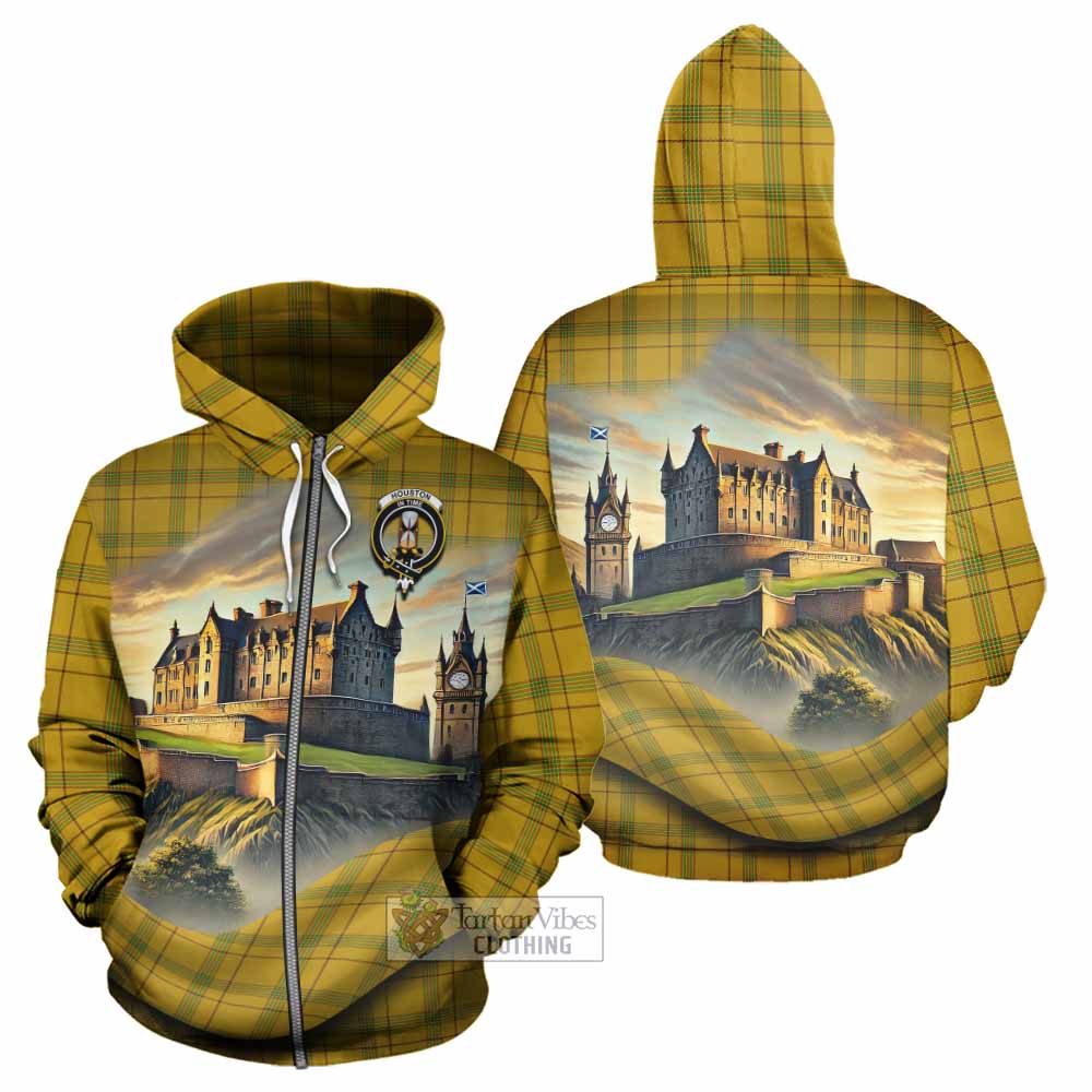 Houston Tartan Family Crest Hoodie with Scottish Ancient Castle Style Zip Hoodie - Tartan Vibes Clothing