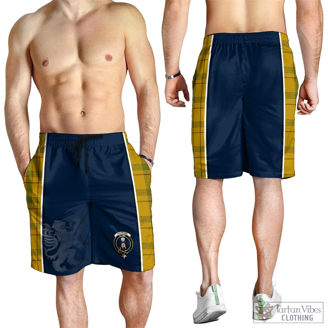 Tartan Vibes Clothing Houston Tartan Men's Shorts with Family Crest and Lion Rampant Vibes Sport Style