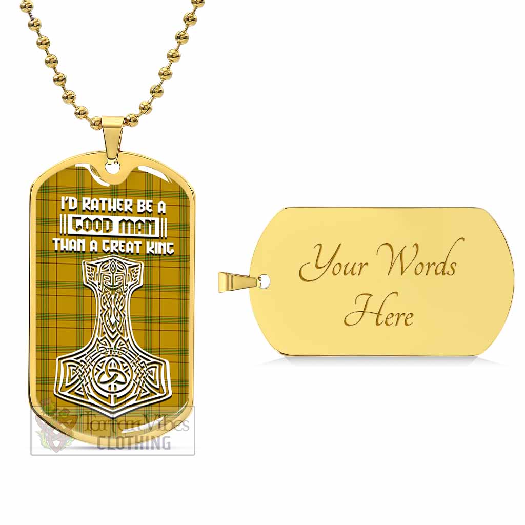 Houston Tartan Dog Tag Necklace Viking Mjolnir Style Gold Yes - Tartan Vibes Clothing