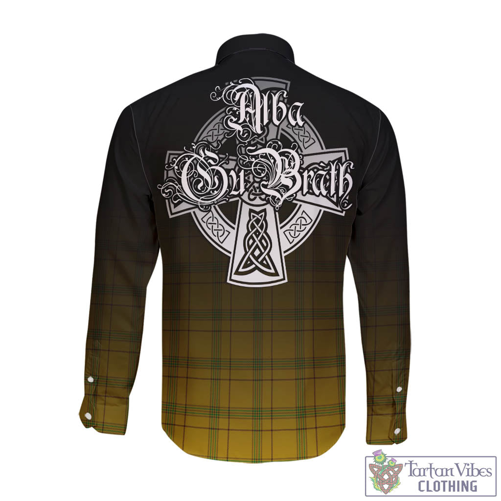 Houston Tartan Long Sleeve Button Up Featuring Alba Gu Brath Family Crest Celtic Inspired - Tartan Vibes Clothing