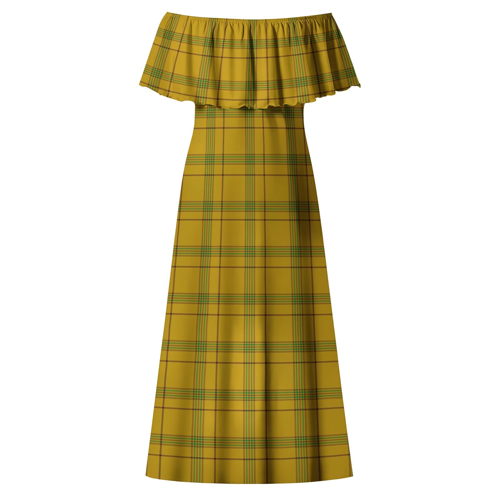 Houston Tartan Off Shoulder Long Dress - Tartan Vibes Clothing
